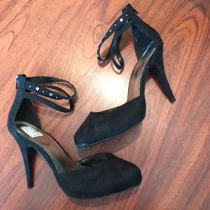 City Streets Black Back Zip Ankle Strap Stiletto 9